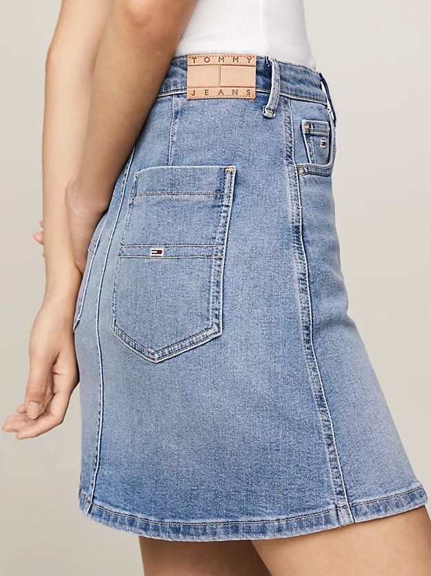 Tommy Jeans Button-Thru A-Line Denim Skirt