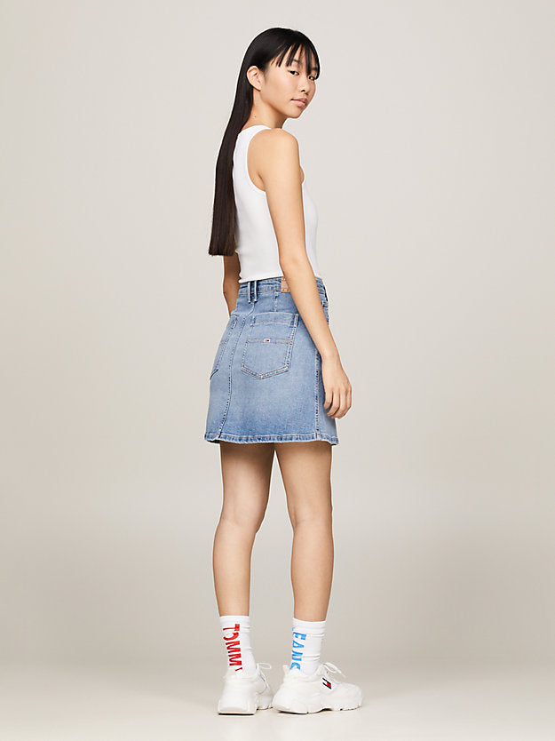 Tommy Jeans Button-Thru A-Line Denim Skirt