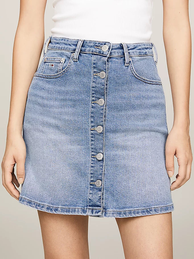 Tommy Jeans Button-Thru A-Line Denim Skirt