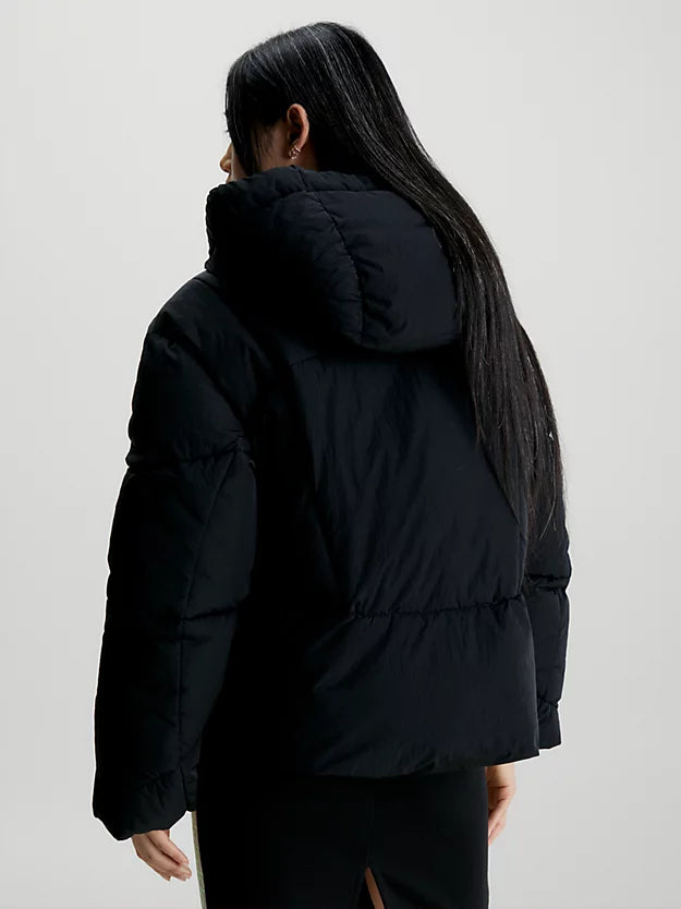 Calvin Klein Logo Tape Short Puffer Jacket Black