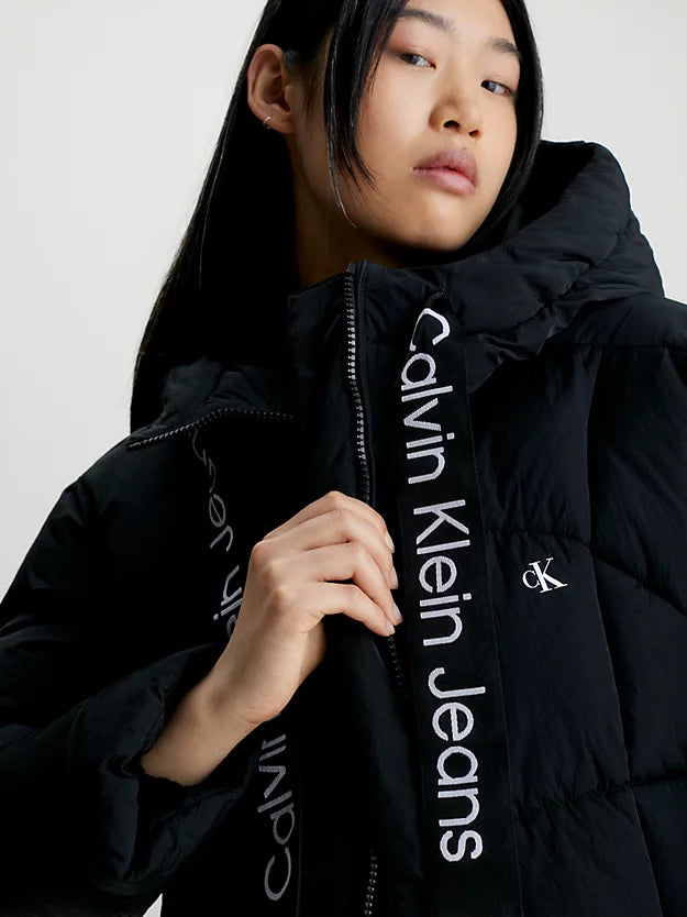 Calvin Klein Logo Tape Short Puffer Jacket Black