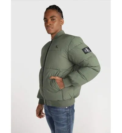 Calvin Klein Crinkle Nylon Bomber Jacket Thyme