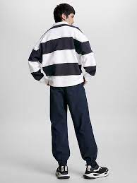 Tommy Jeans Archive Stripe Relaxed Rugby Shirt Navy & White