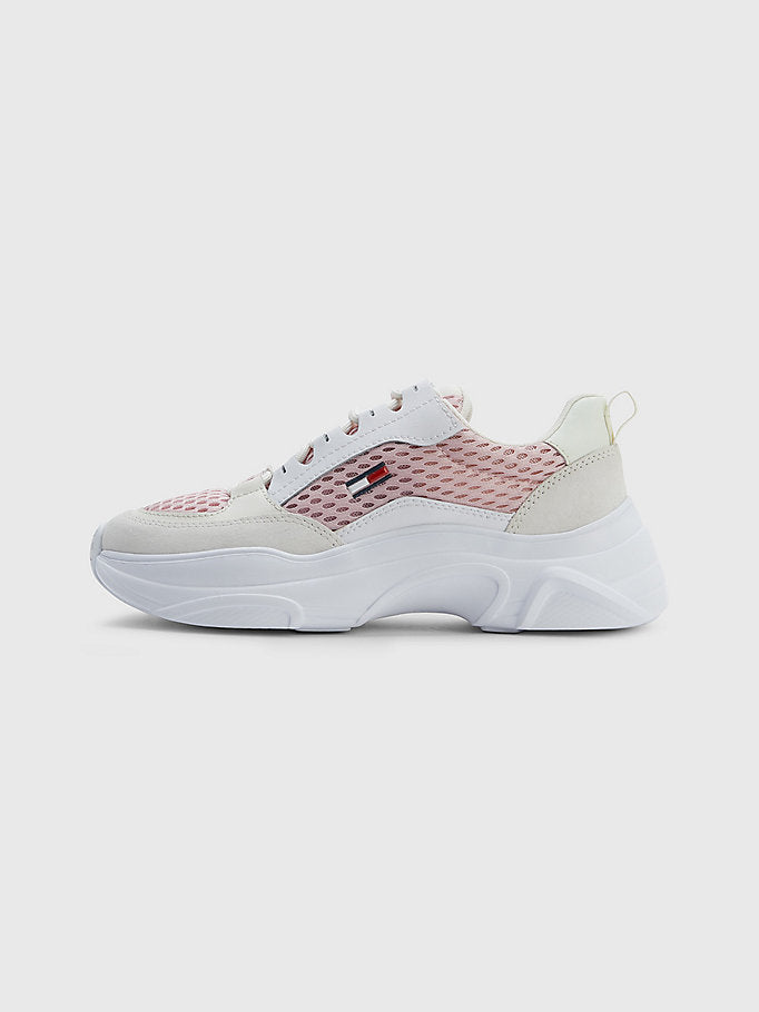 Tommy Jeans Mixed Mesh Lightweight Trainer White & Pink