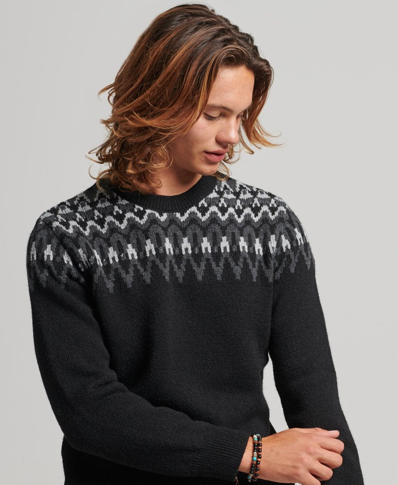 Superdry Fairisle Crew Knit Jumper Black