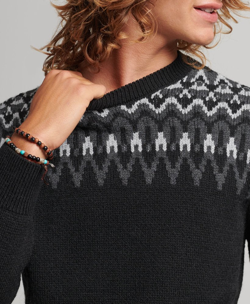 Superdry Fairisle Crew Knit Jumper Black