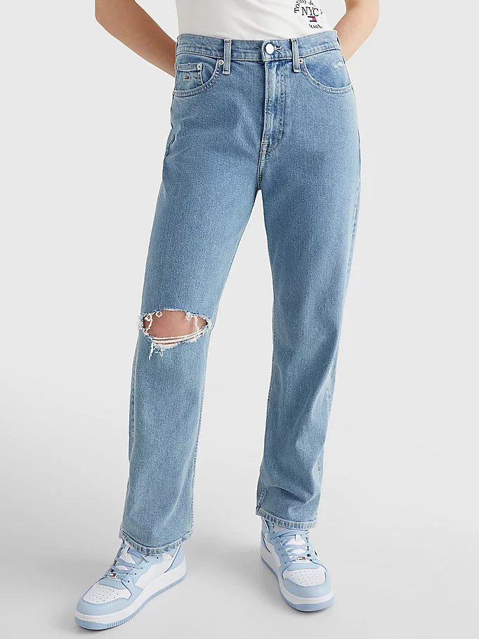 Tommy Jeans Harper High Rise Straight Ripped Denim Light