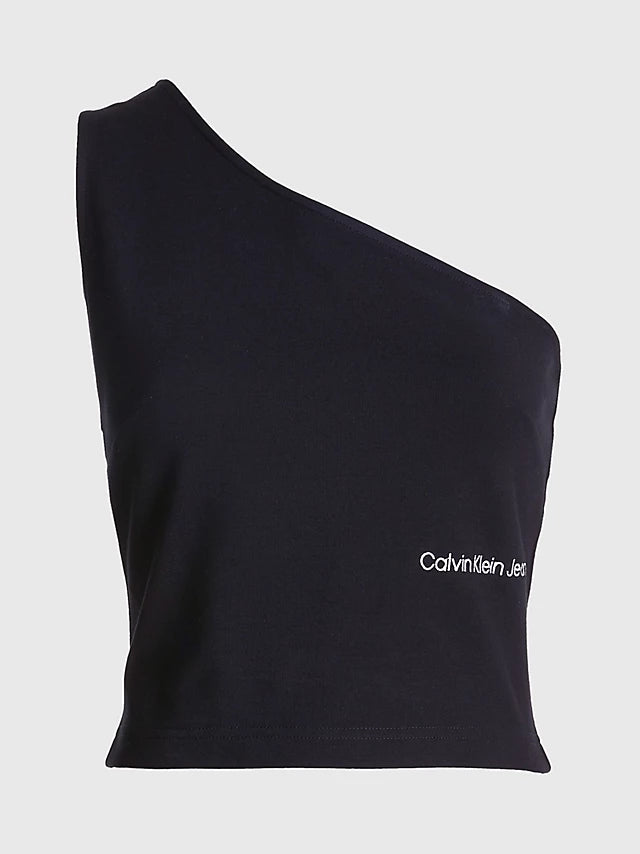 Calvin Klein Milano Jersey One-Shoulder Top Black