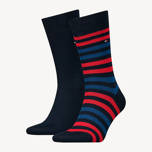 Tommy Hilfiger 2 Pack Stripe Sock Navy & Red