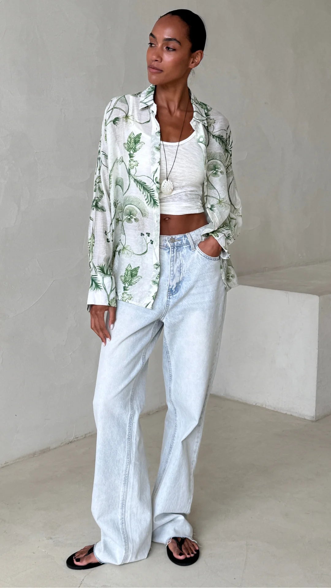 Charli London Maxine Shirt Green Print