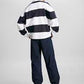 Tommy Jeans Archive Stripe Relaxed Rugby Shirt Navy & White