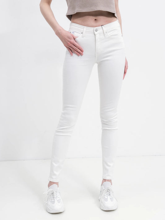 Calvin Klein Mid Rise Skinny White