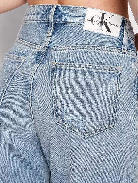 Calvin Klein High Rise Mom Jeans Light Denim Ripped