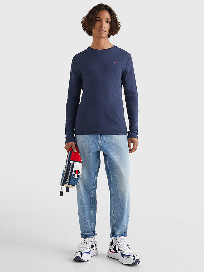 Tommy Jeans Long Sleeved Ribbed Tee Navy