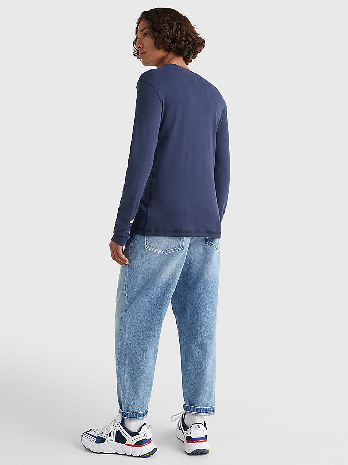 Tommy Jeans Long Sleeved Ribbed Tee Navy