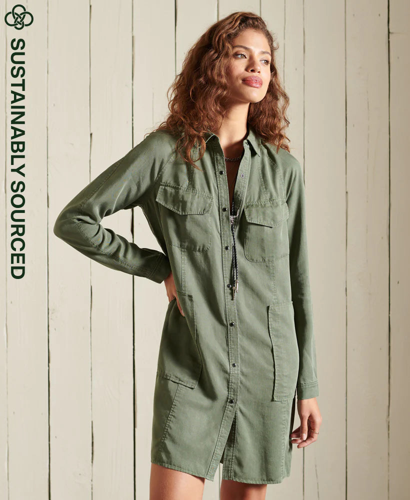 Superdry Tencel Shirt Dress Thyme