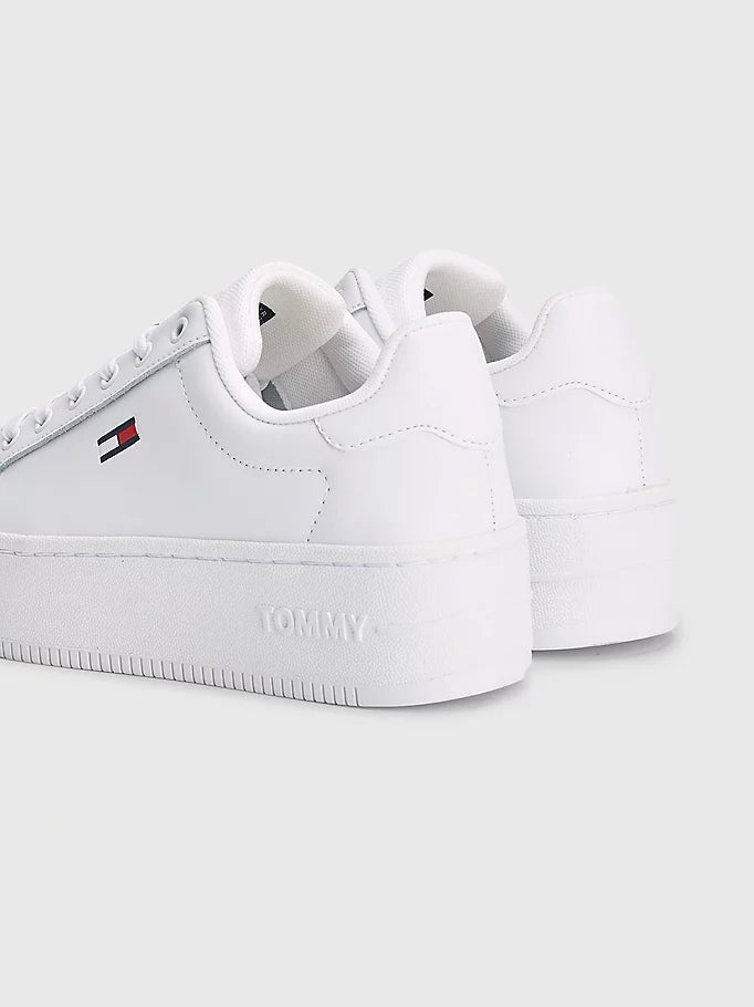 Tommy Jeans Essential Leather Flatform Trainer White