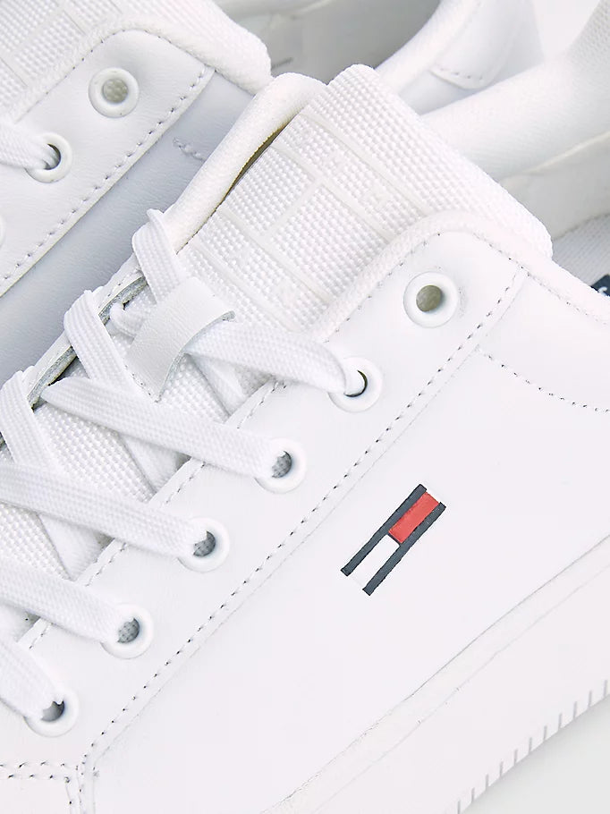 Tommy Jeans Essential Leather Flatform Trainer White