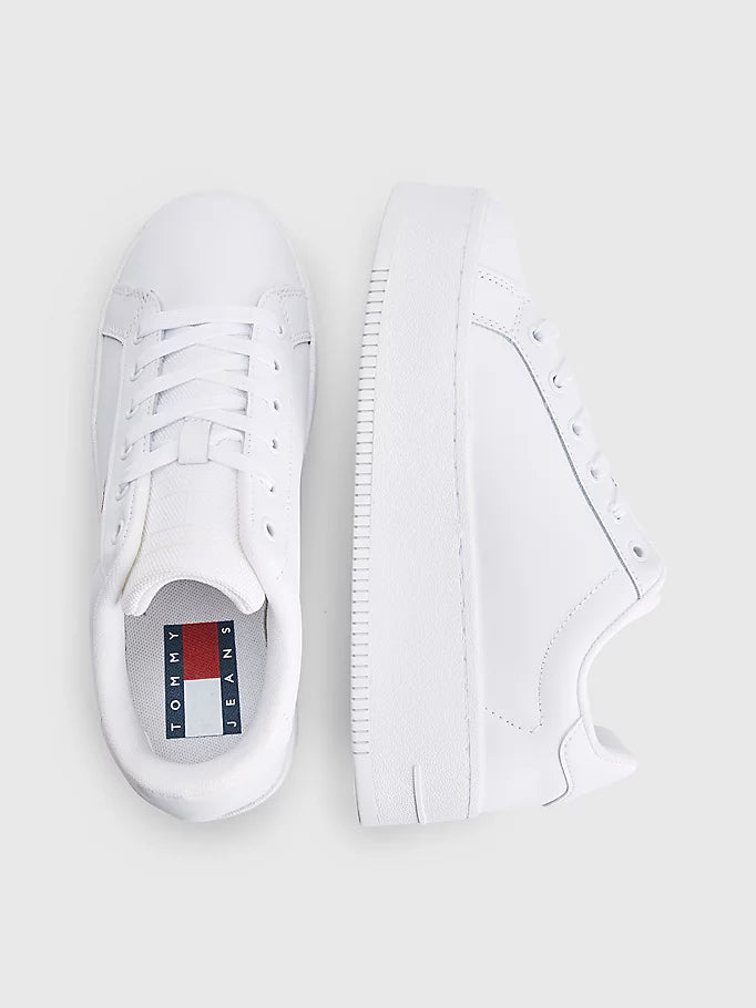 Tommy Jeans Essential Leather Flatform Trainer White
