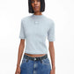 Calvin Klein Ribbed Short Sleeve Top Blue