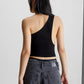 Calvin Klein Milano Jersey One-Shoulder Top Black