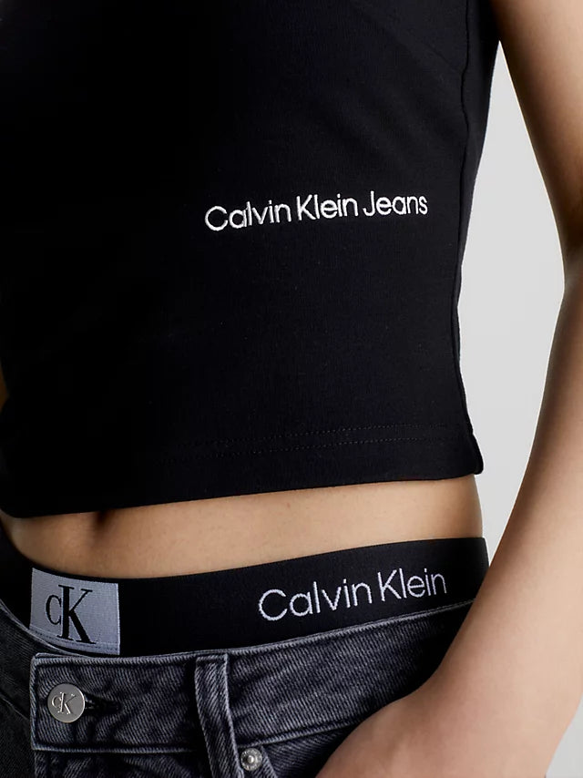 Calvin Klein Milano Jersey One-Shoulder Top Black