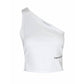 Calvin Klein Milano Jersey One-Shoulder Top White