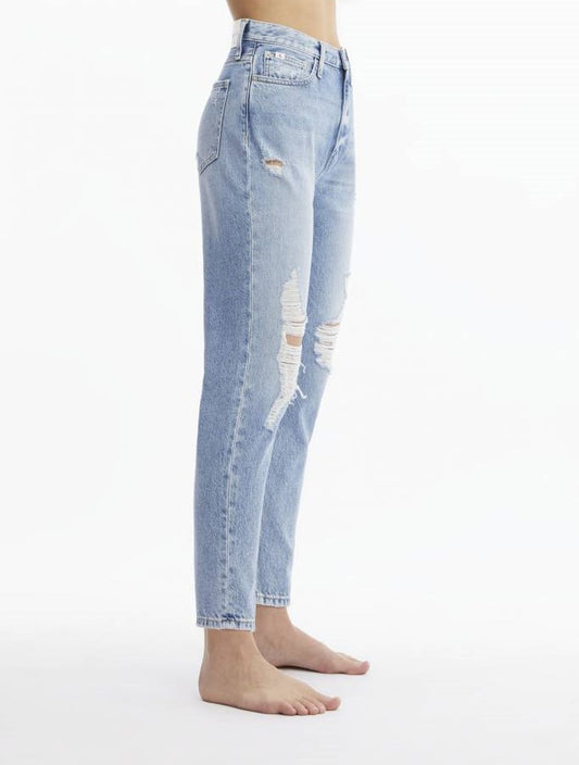 Calvin Klein High Rise Mom Jeans Light Denim Ripped