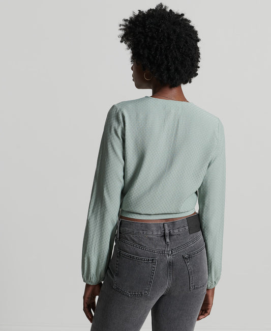 Superdry Textured Wrap Top Sage Green