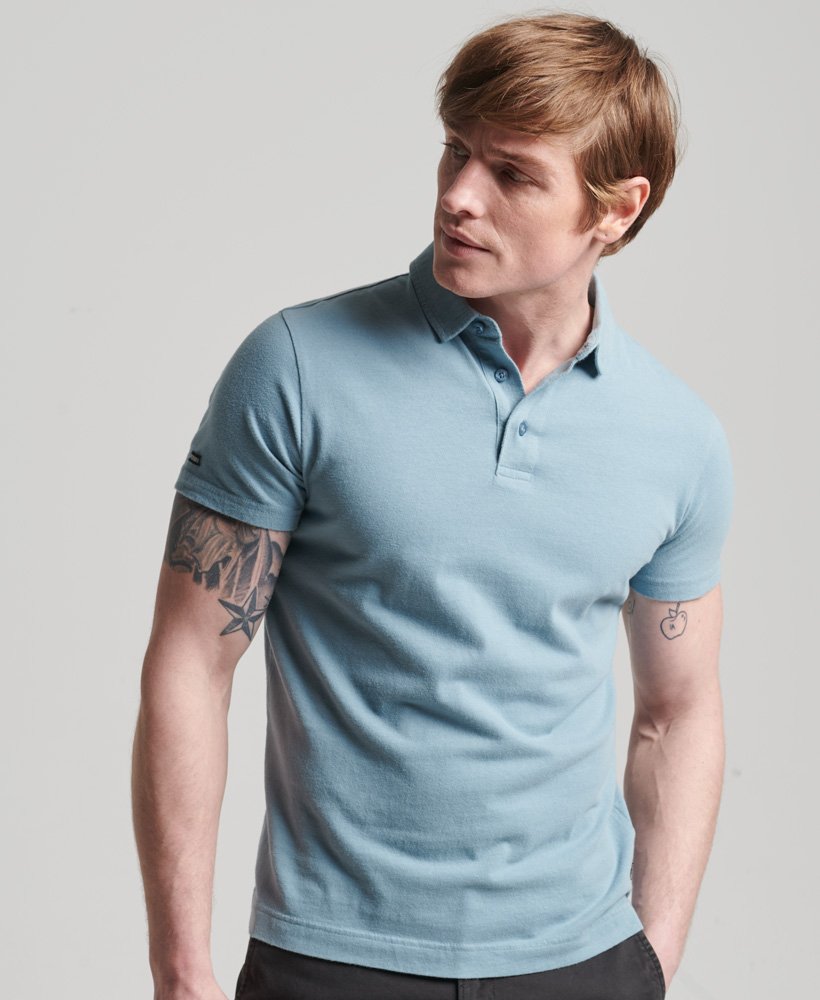 Superdry Organic Cotton Jersey Polo Blue
